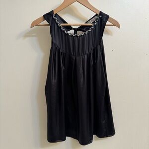 Lightweight Black Babydoll Top with Leather Satin Finish